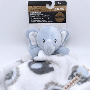 NuNu Baby Lovey Blankets & Beyond Blue Elephant Security Blanket White New Tags